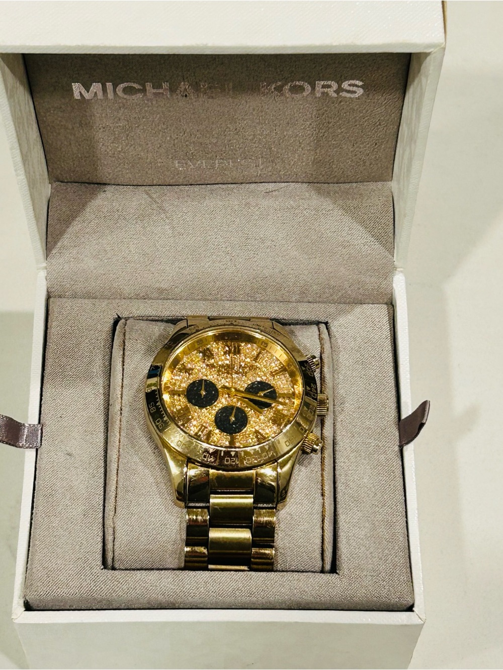 Michael Kors Gold-Tone Glitter Dial Men's Bracelet Watch